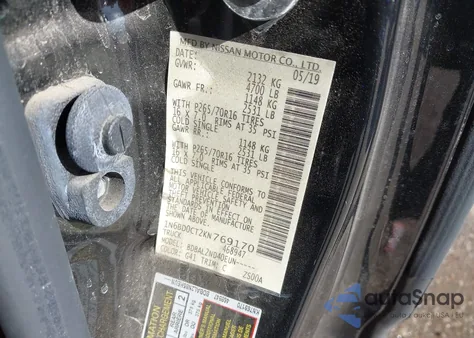 2019 Nissan Frontier S z USA, uszkodzony, nr VIN 1N6BD0CT2KN769170